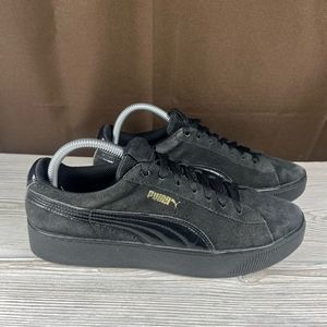 Puma Vikky Platform Black Suede Sneaker Casual Shoe Womens 10